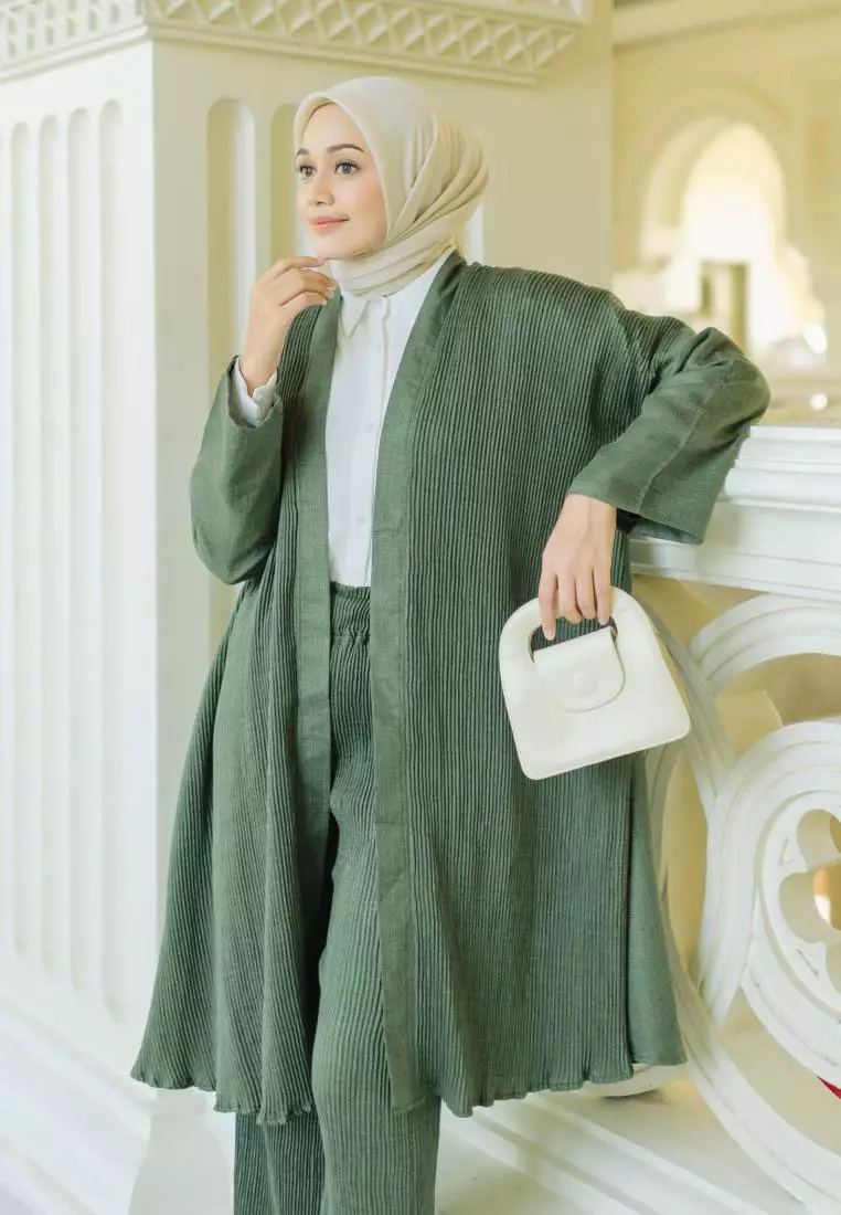 Zakia Pleats Set Army M