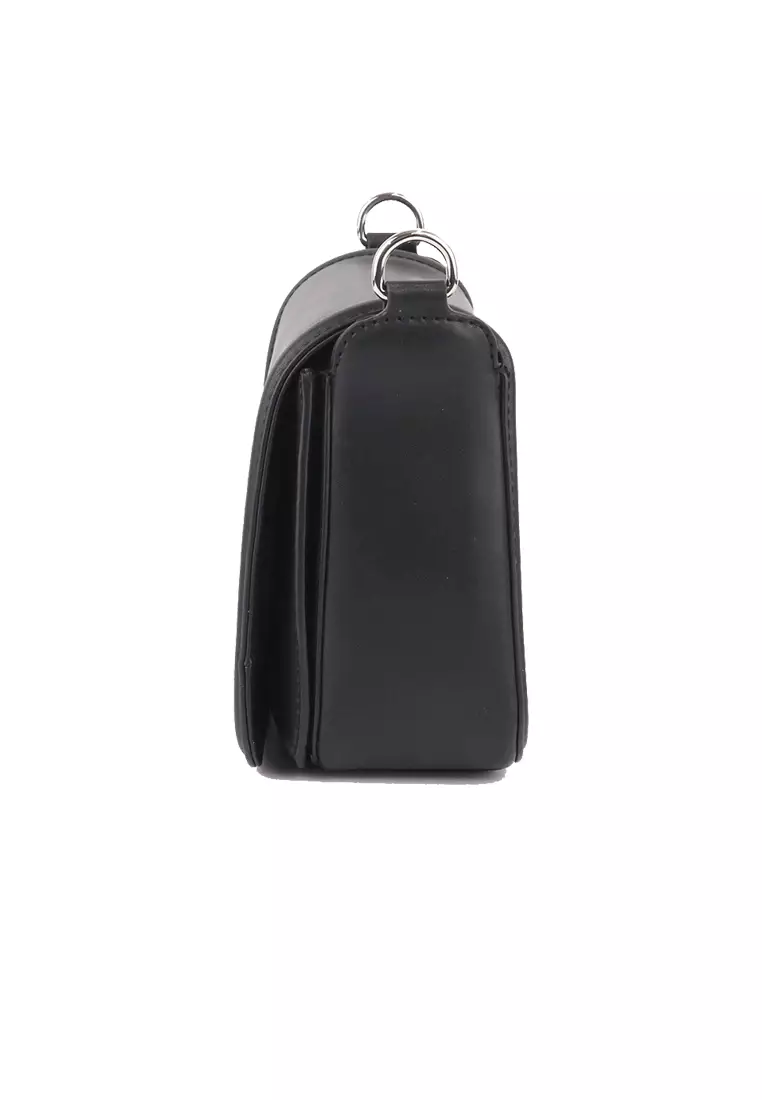 Leather Full Flap Logo Shoulder Bag Black H901L01RE21