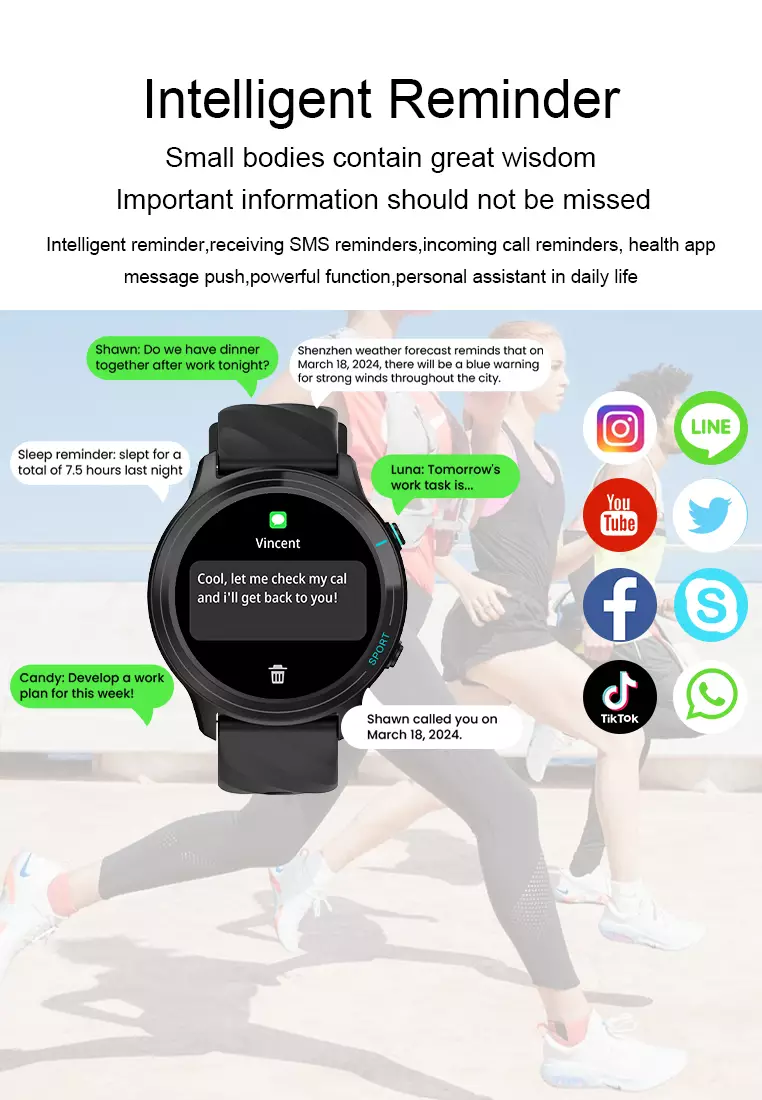 SmartWatch Z123 Bluetooth Call Jam Pintar 24H Temperature Monitoring Sport Fitness Touch Screen AI Voice Assistant blue