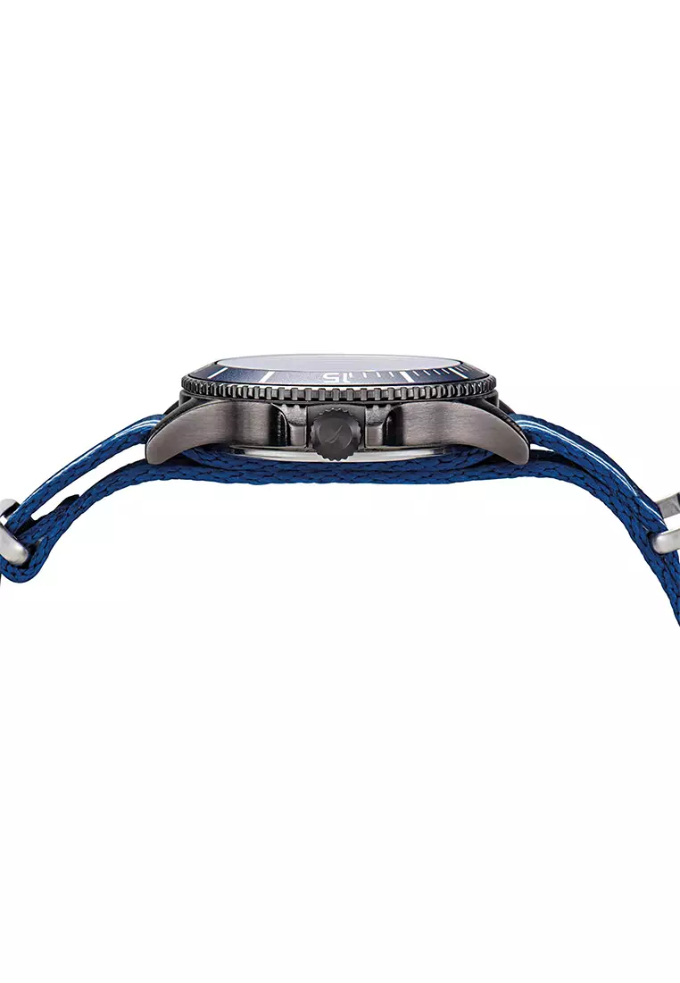Nautica - Jam Tangan Pria - Black - Blue Canvas Strap - NAPCBS903