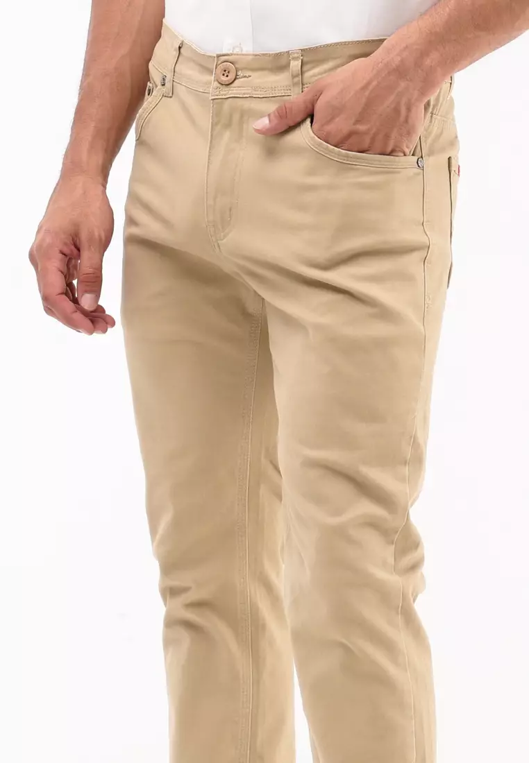 Colored Long Pants Slim Tapered Stretch