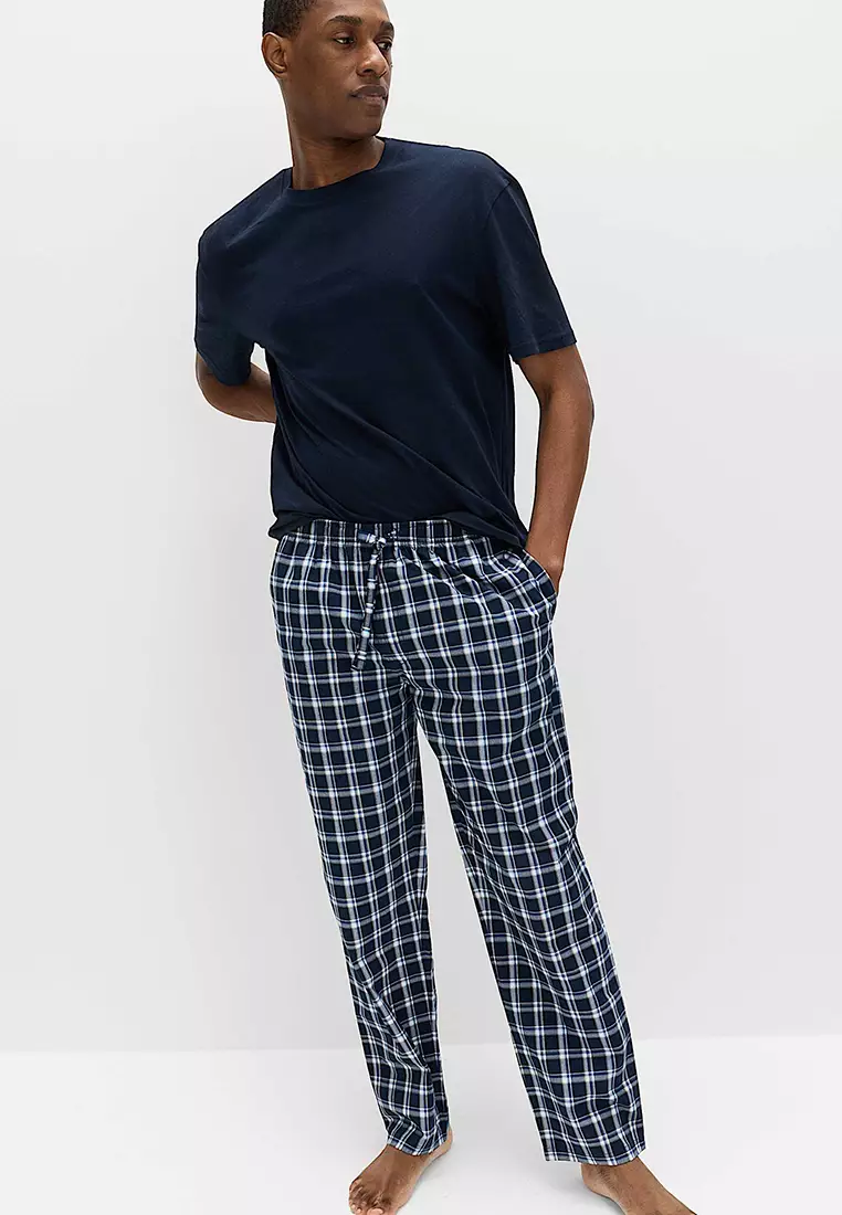 2pk Pure Cotton Checked Pyjama Bottoms