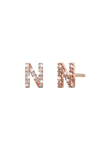 925 Signature silver 925 SIGNATURE Solid 925 Sterling Silver Glamour Alphabet Letter Earrings Rose Gold - N 0FCB5ACBD572B1GS_1