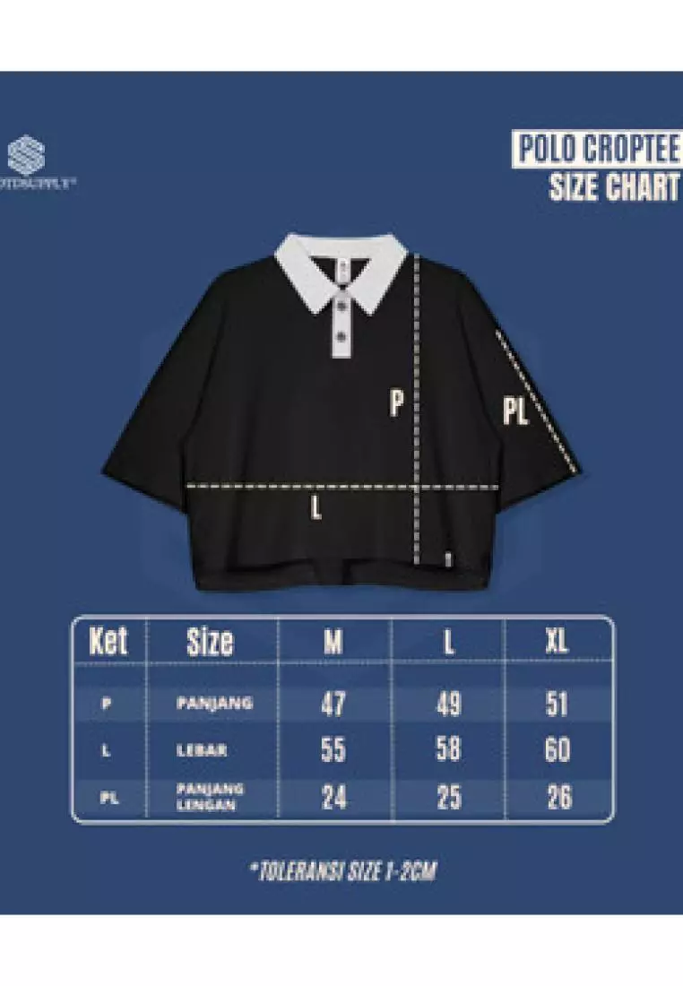 OOTDSUPPLY Oversize Polo Crop Shirt Infinite 96 Black & White l Polo Crop Pria dan Wanita OVZ-CPS010