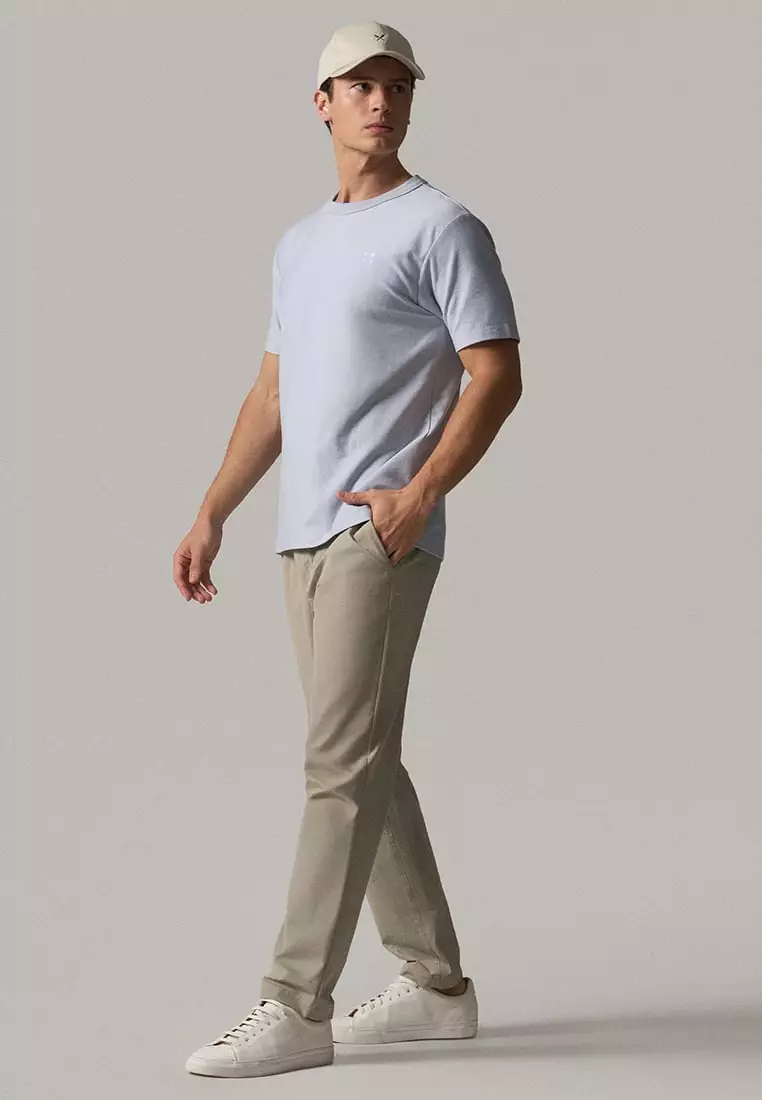 Regular Fit T-Shirt With Neck Binding Finish In Fine Ottoman