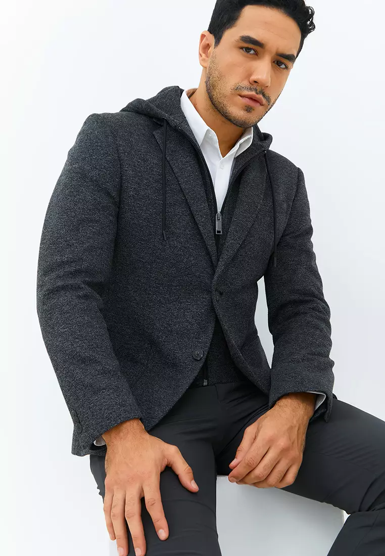 Jobb Darden-T2 Hybird Blazer Pria Slim Fit Dark Grey