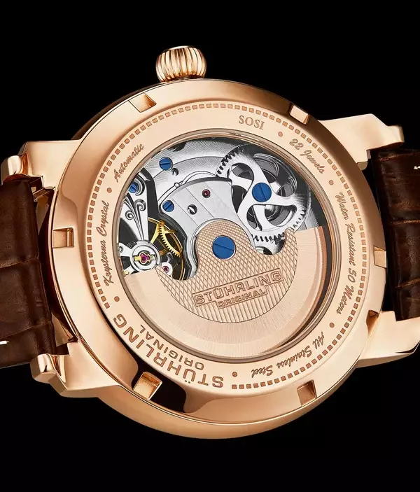 Jam Tangan Pria Automatic Analog Stuhrling Celestial 1017-04 Dual Time Skeleton