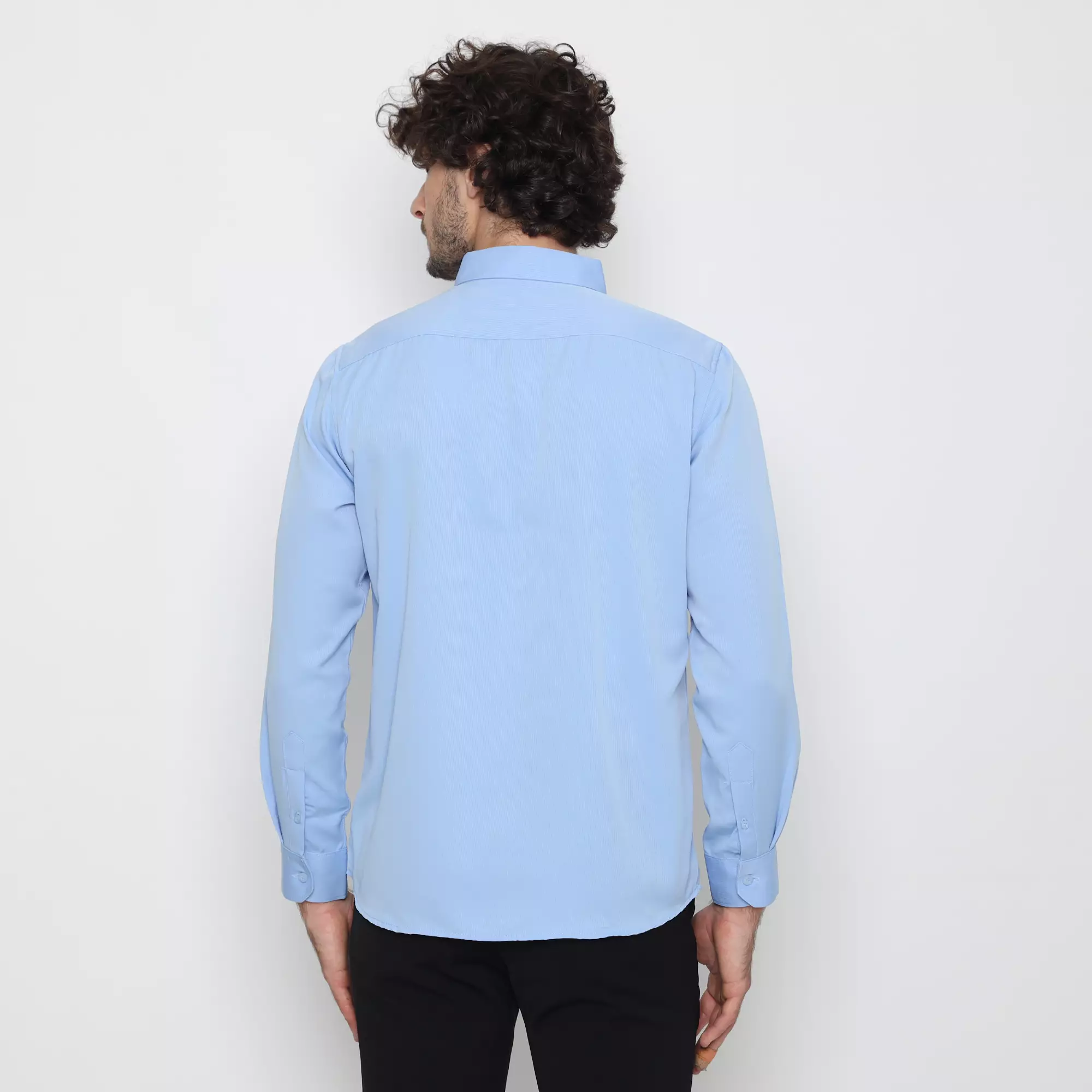 Platini Baju Kemeja Pria Lengan Panjang Polos Polinosic Biru 66124