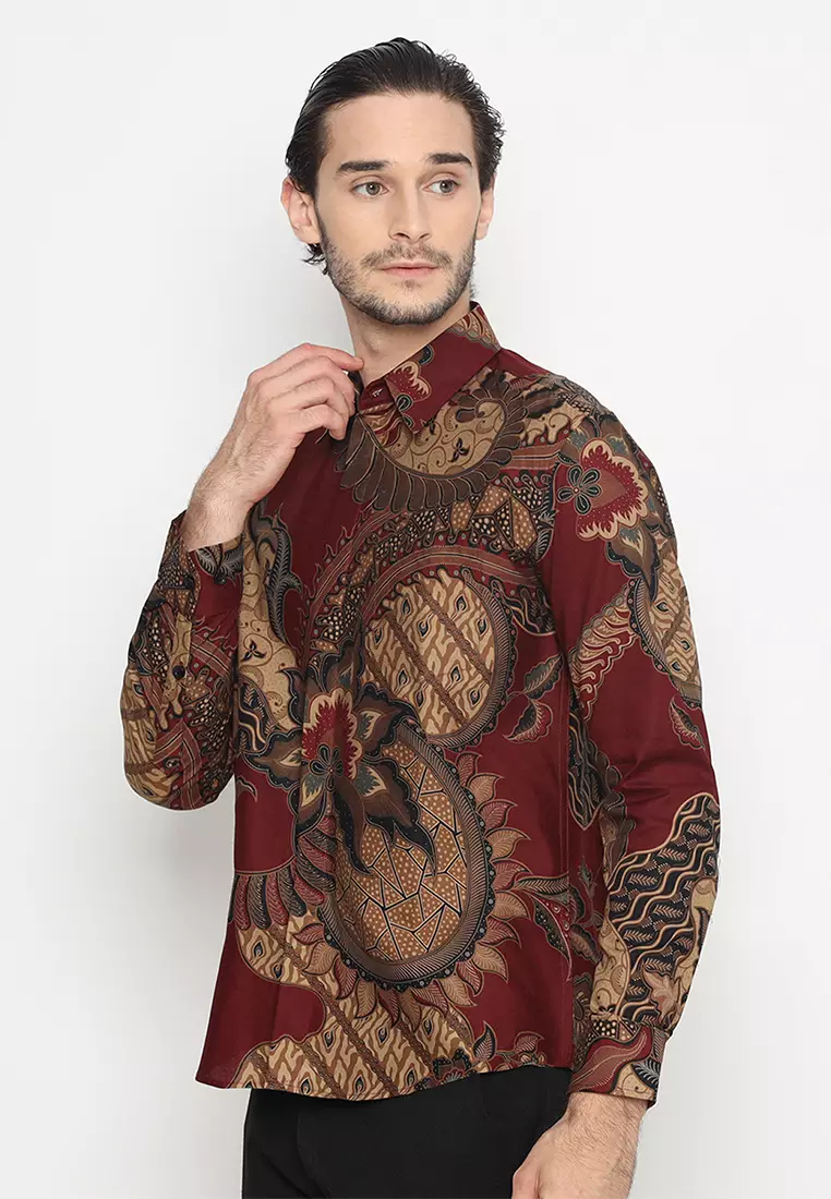 Kemeja Batik Pria Nararya - Maroon