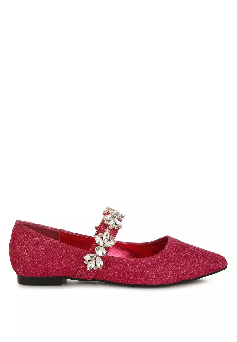 Discount on Rag & CO.  shoes - SKU: Diamante Brooch Glitter Ballerinas in Fuchsia