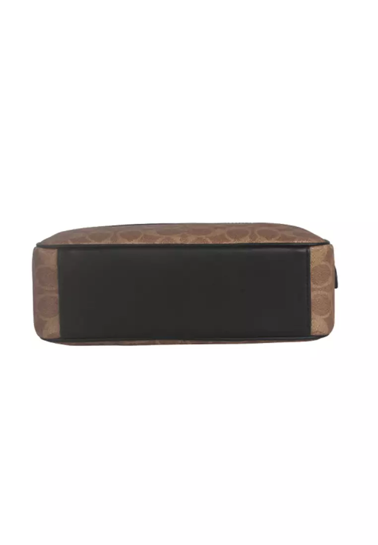 Graham Crossbody Bag In Signature Canvas Tan Black CV921