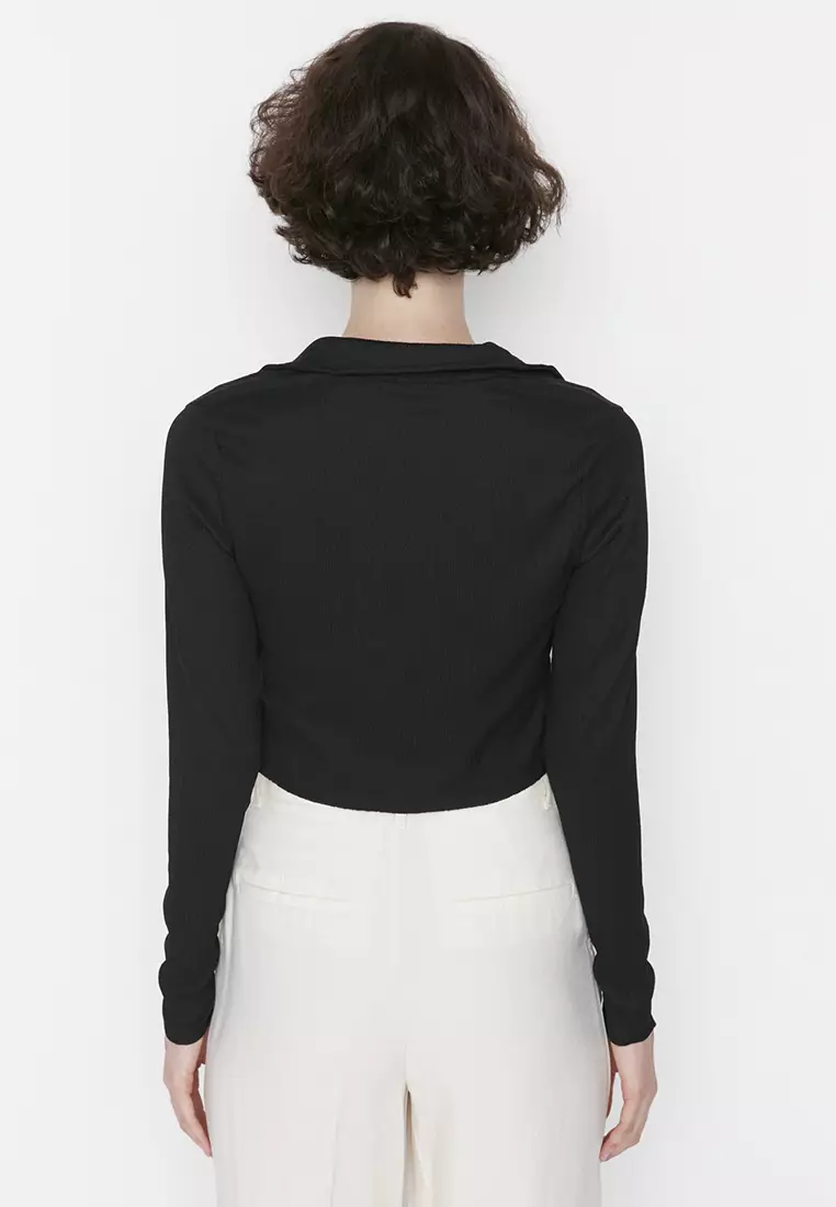 Cropped Crepe Blouse