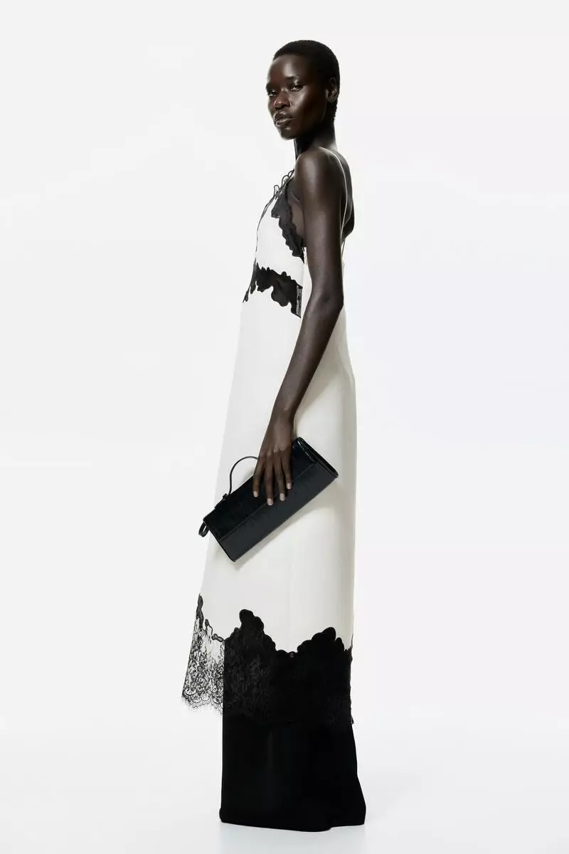 Lace-trimmed strappy dress