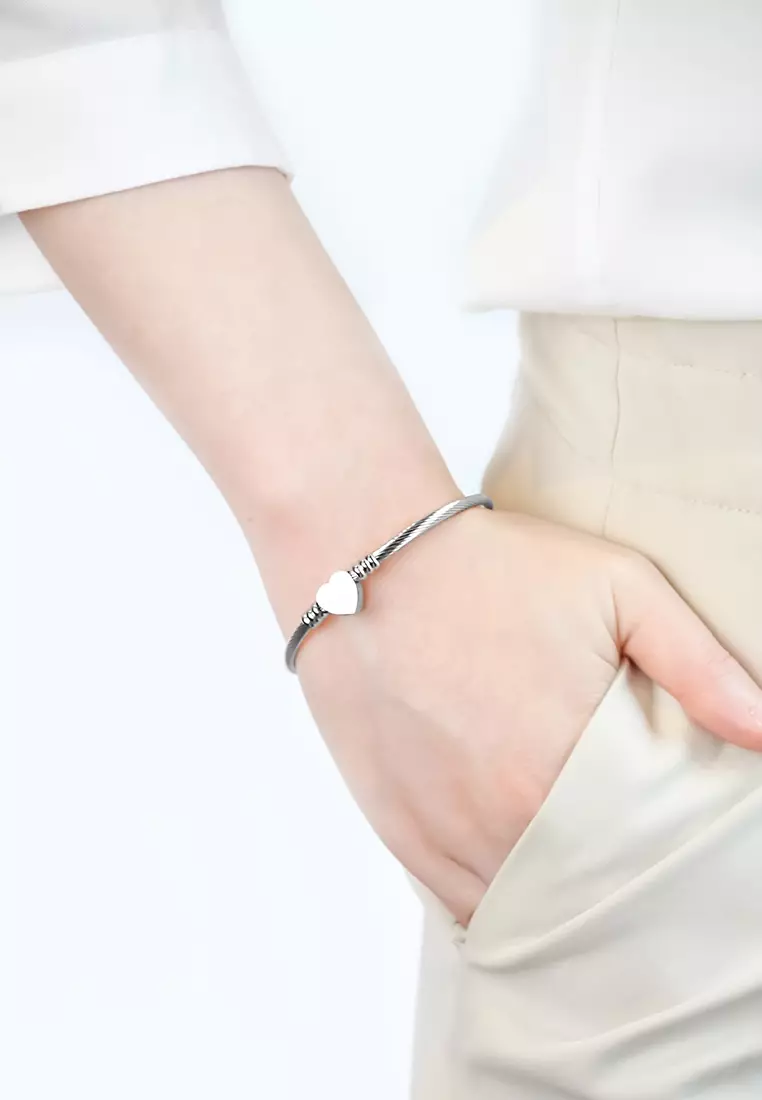 Hathaway 愛心经典款复古手镯（銀色）