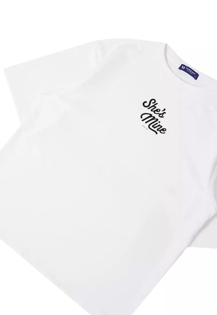 MTU16 kaos couple pasangan oversize bahan tebal scubalux "she's mine" putih