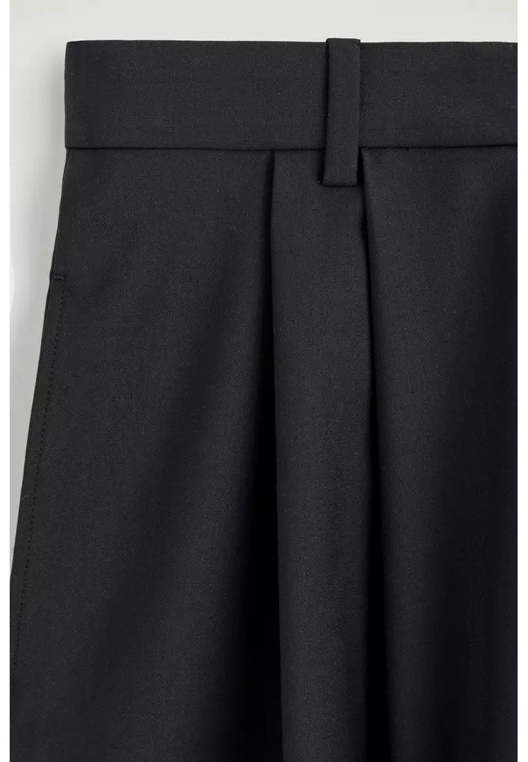 PLEATED WOOL-BLEND CULOTTES