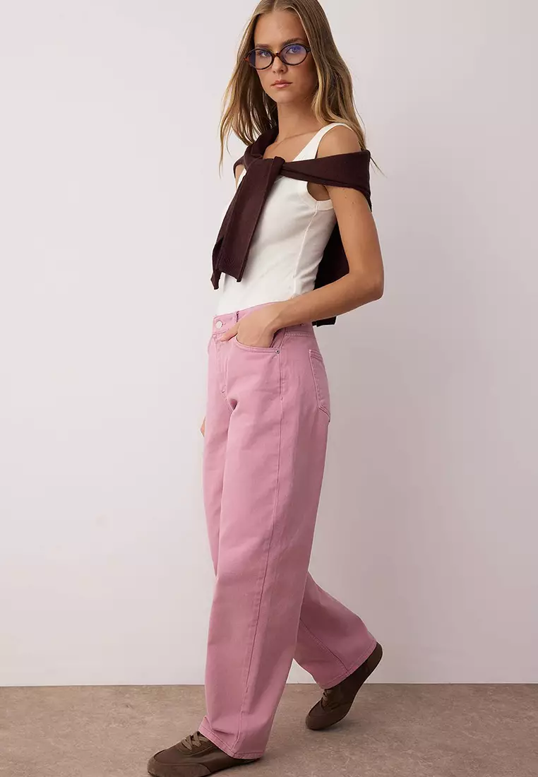 Dusty Rose Low Rise Skater Jeans