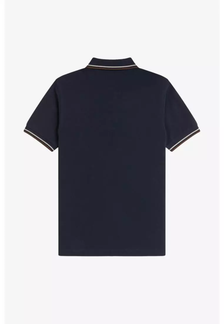 Fred Perry M3600 Twin Tipped Fred Perry Shirt (Navy / Warm Oat / Burnt Tobacco)