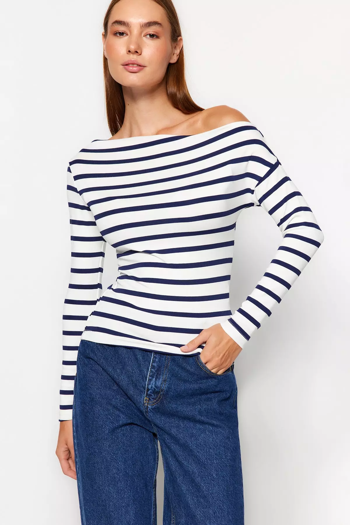 Striped Asymmetrical Top
