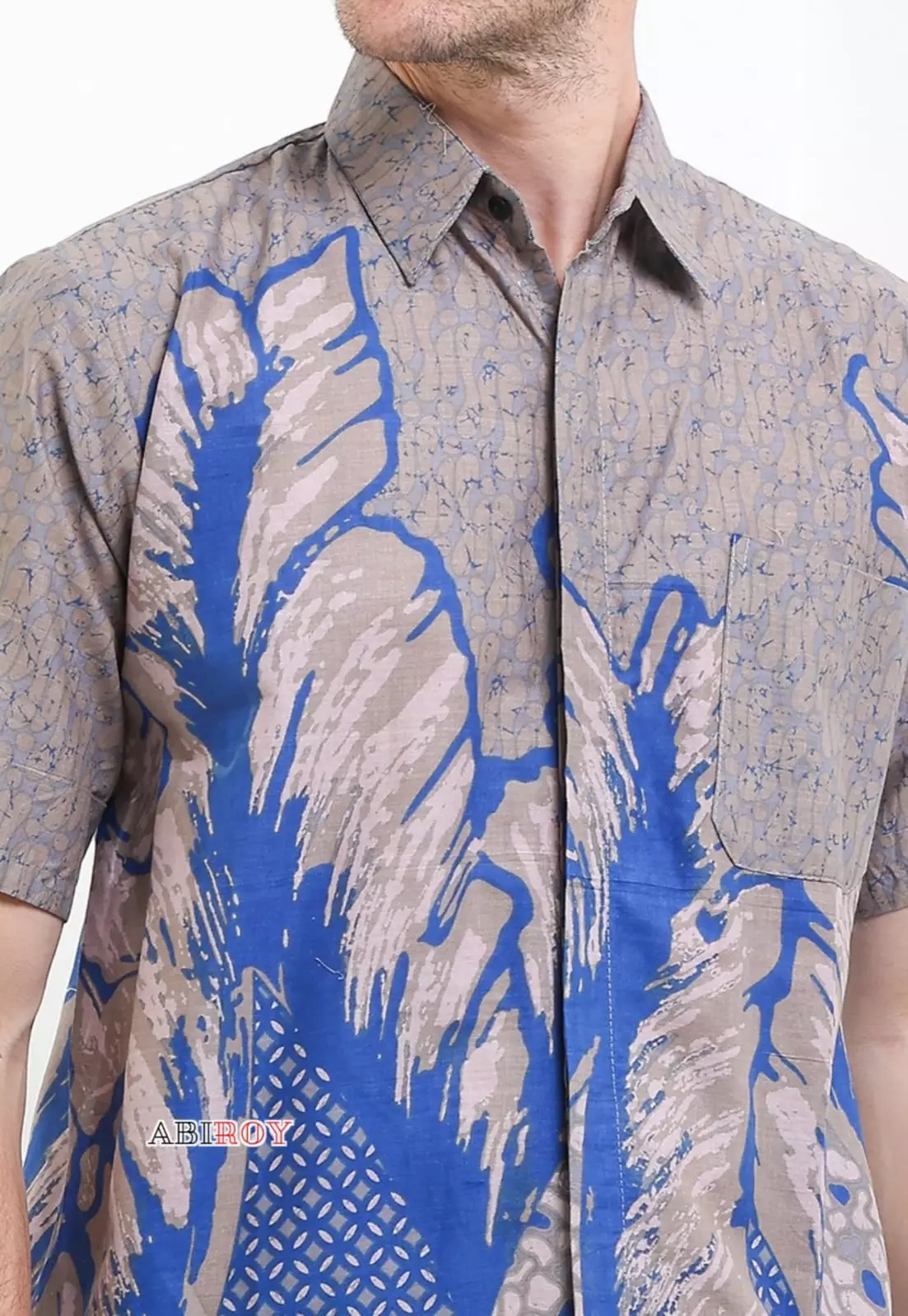 Wulundra Blu  Kemeja Batik Pria Premium Slimfit Lengan Pendek NLN