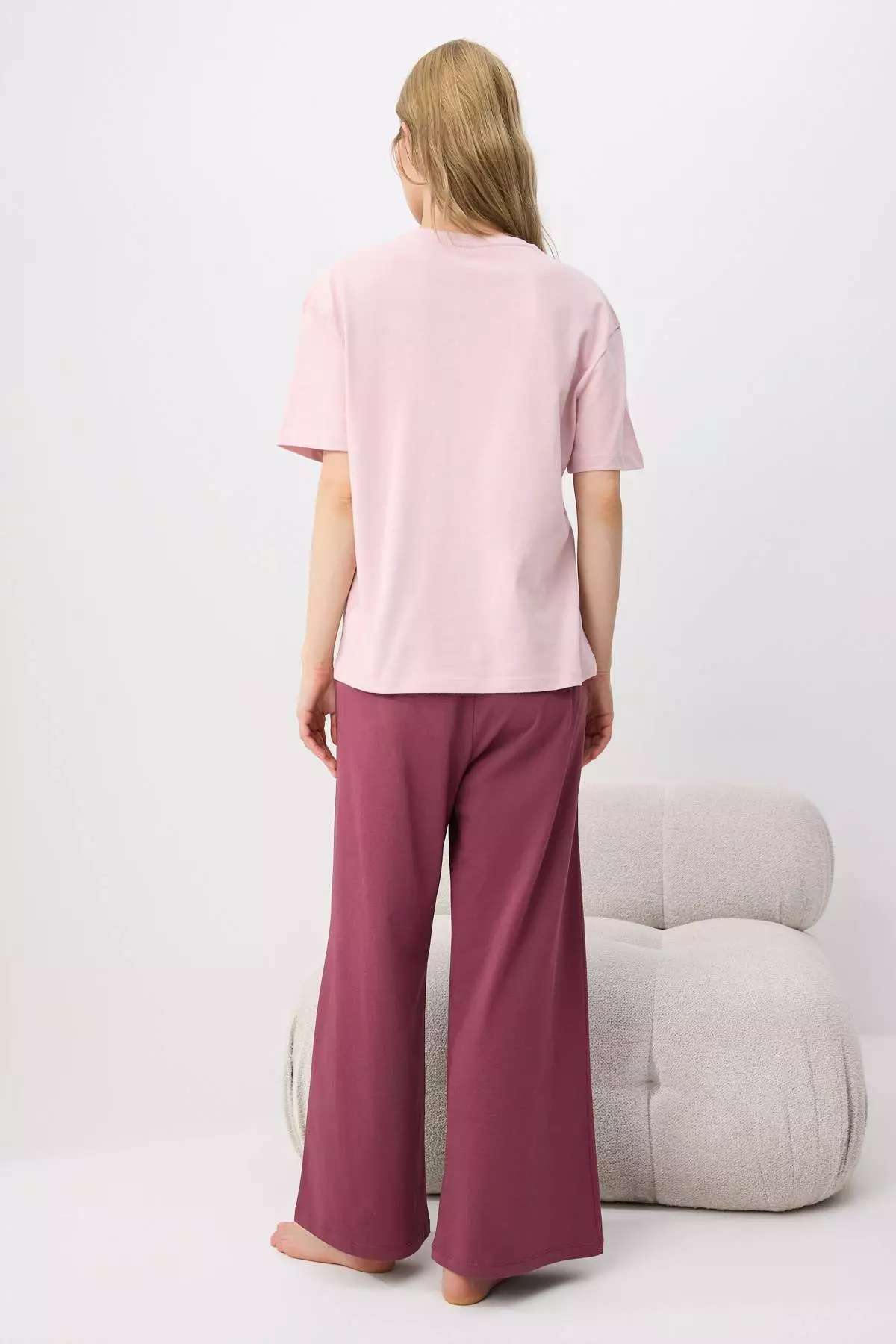 Pink 100% Cotton Capri Knitted Pajamas Set Thmaw26Pt00124