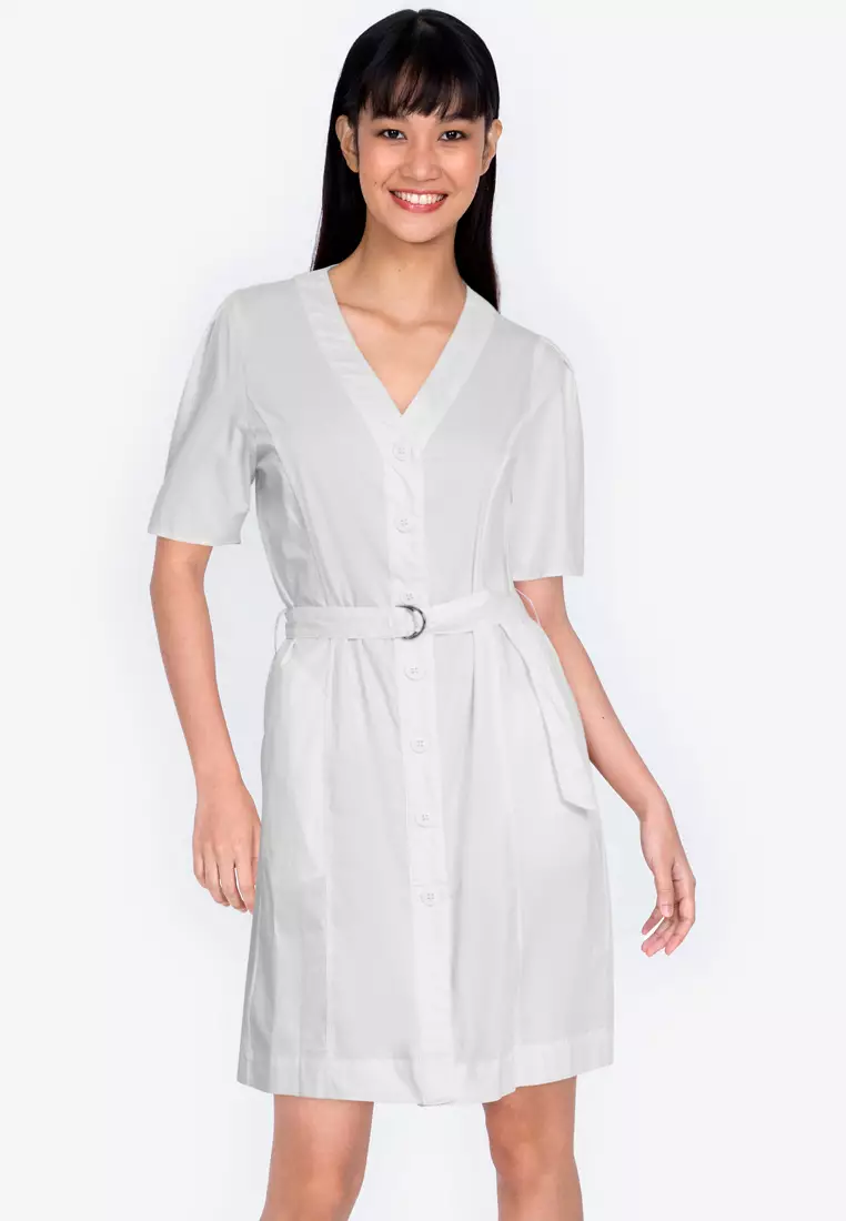 Buy ZALORA BASICS Button Front Pleated Back Shirt Dress Online