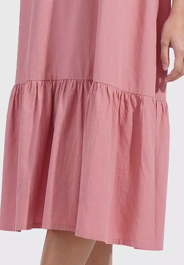 Tiered Trapeze Dress​ with Shoulder Panel Detail