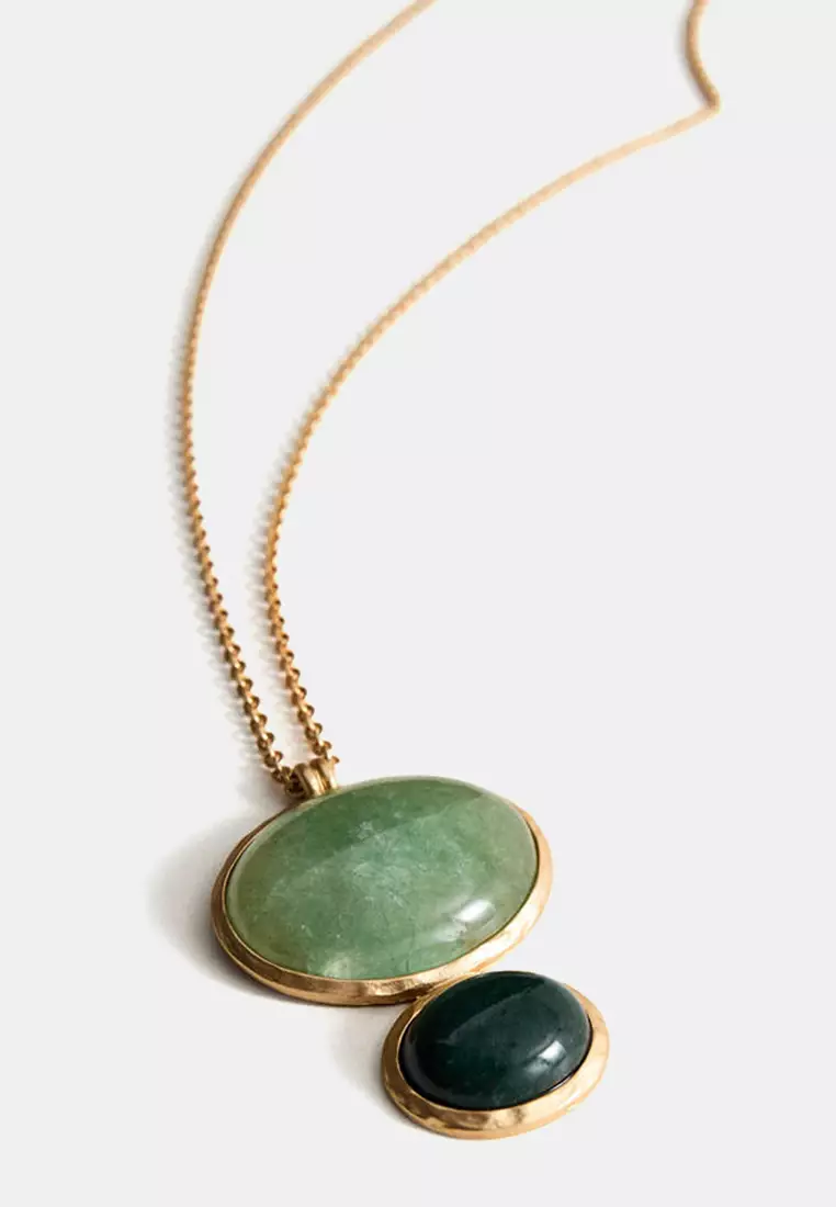 Long Pendant Necklace With Stones