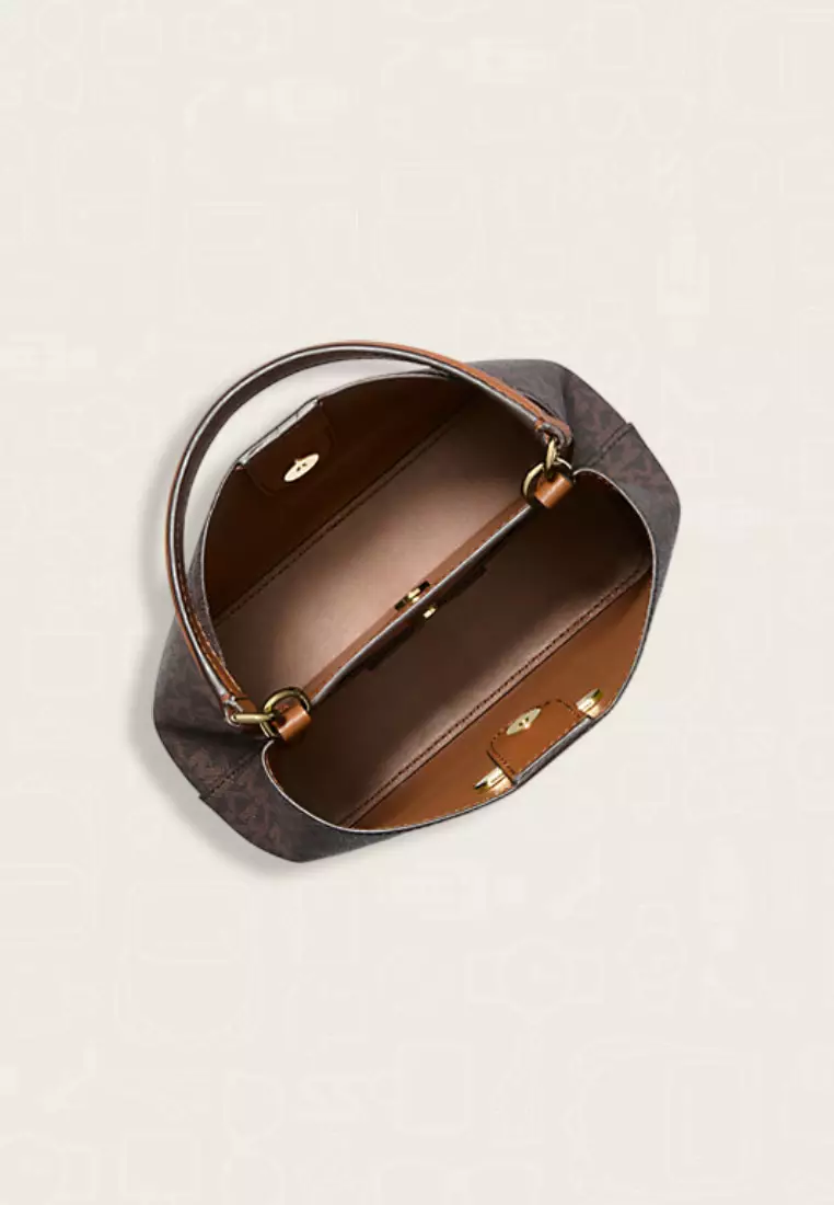 Michael Kors Pratt Small Signature Logo Shoulder Bag Brown