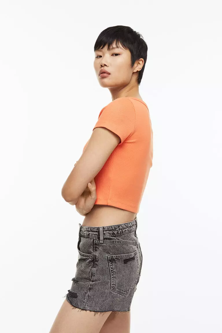 Jual H&M Ribbed cotton top Original 2024 | ZALORA Indonesia