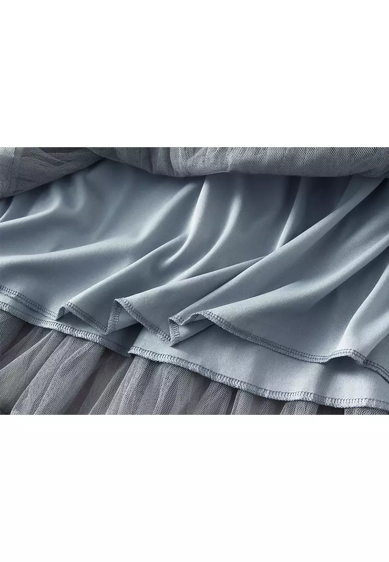 Spring/Summer Pleated Mesh Tiered Skirt AF2210