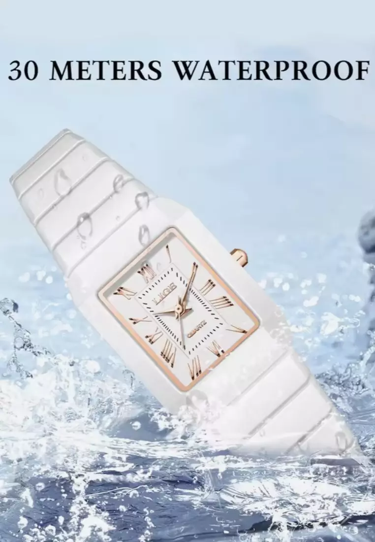Ladies Ceramic Quartz Watch, 23x31mm, Ceramic Bracelet