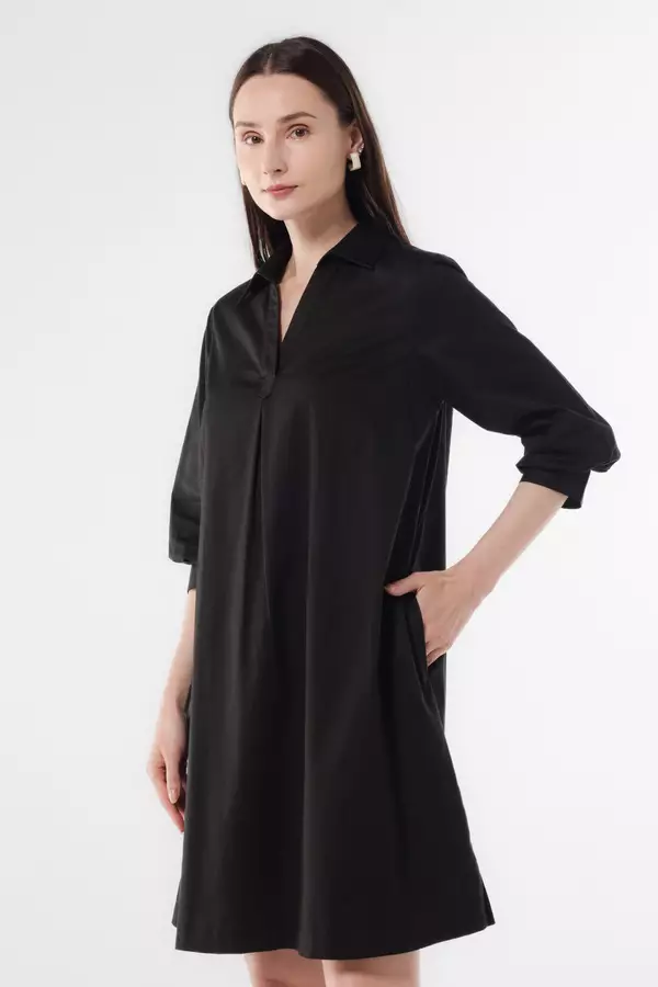 MINIMAL - Oussa - Dress Lengan Balon - Black Colour Black