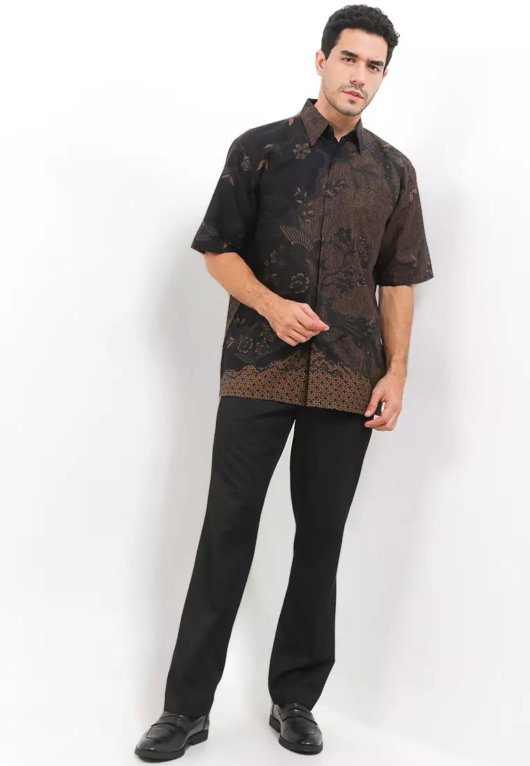 BATIK TALENTA EXCLUSIVE Lengan PENDEK FLOWER BLACK BALI