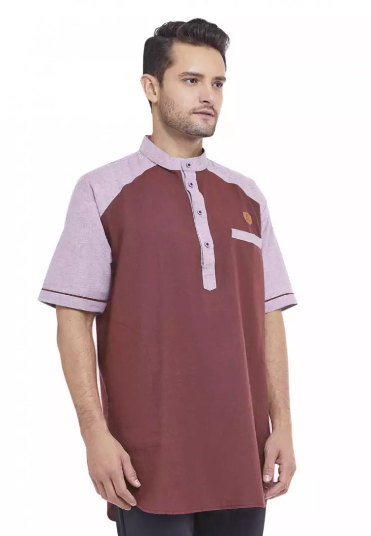 Zayidan Baju Koko Gamis Muslim Pria Waldan - Maroon