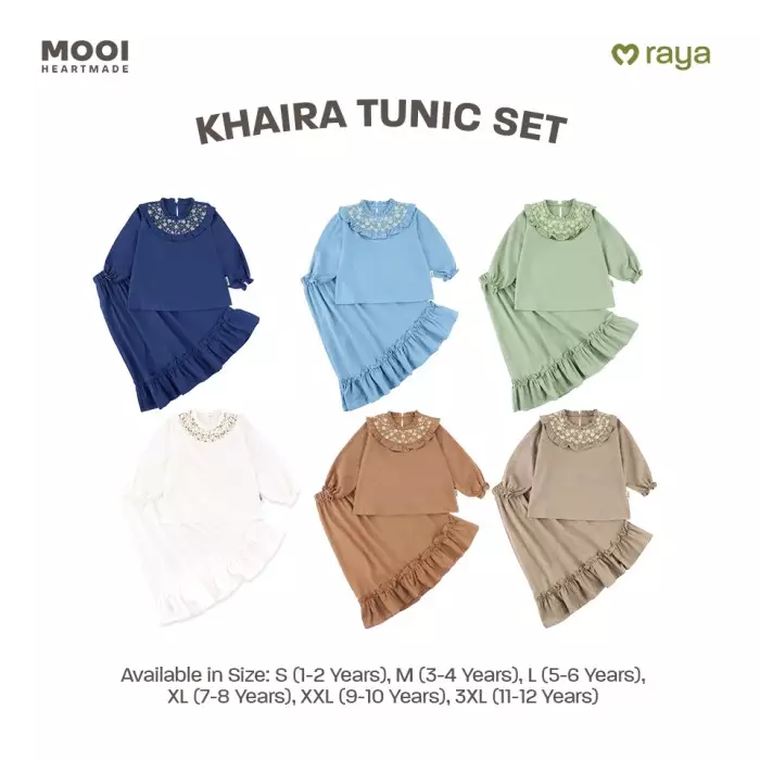 Mooi Setelan Anak Perempuan  Raya Collection Khaira Tunic Set - Khaki