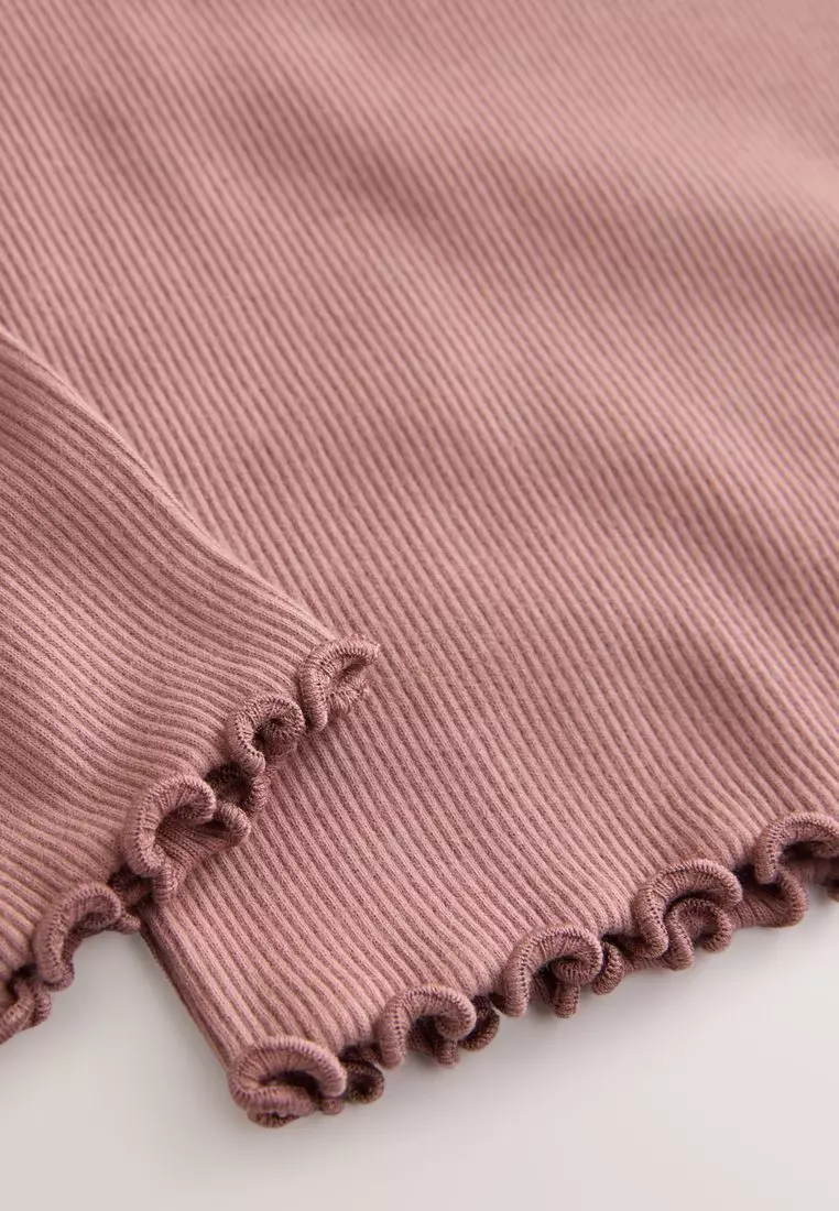 Long sleeve Embroidered Ribbed Top