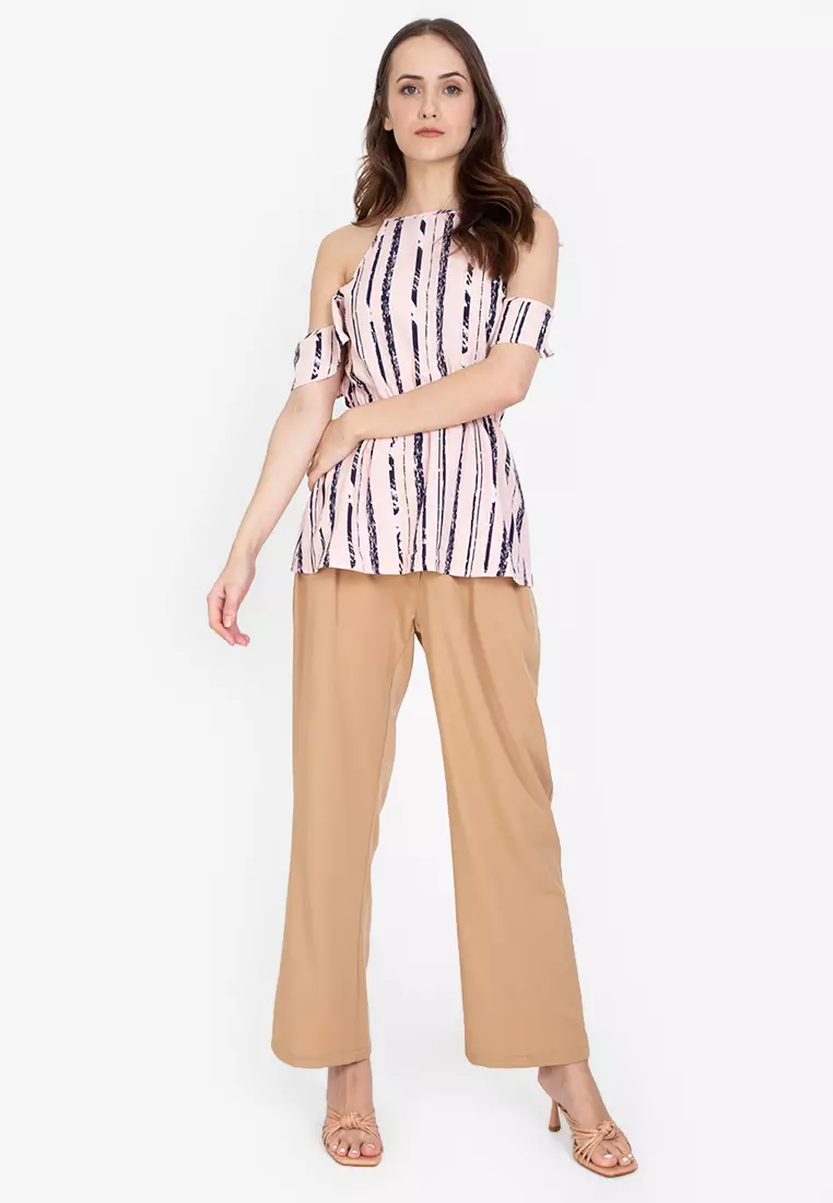 Cold Shoulder Elasticated Waist Top