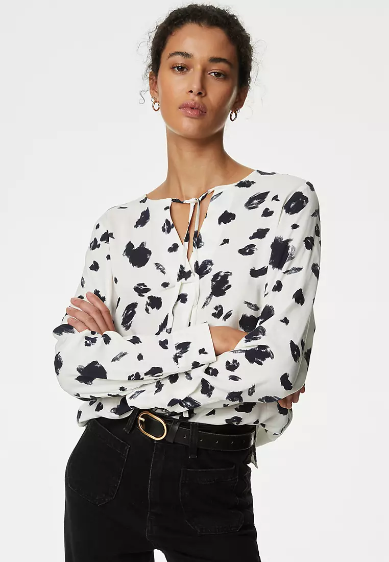 marks and spencer tie neck blouse