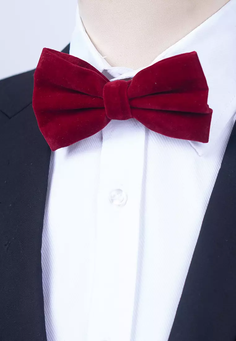 Dasi kupu kupu bowtie wedding bahan suede / beludru marun