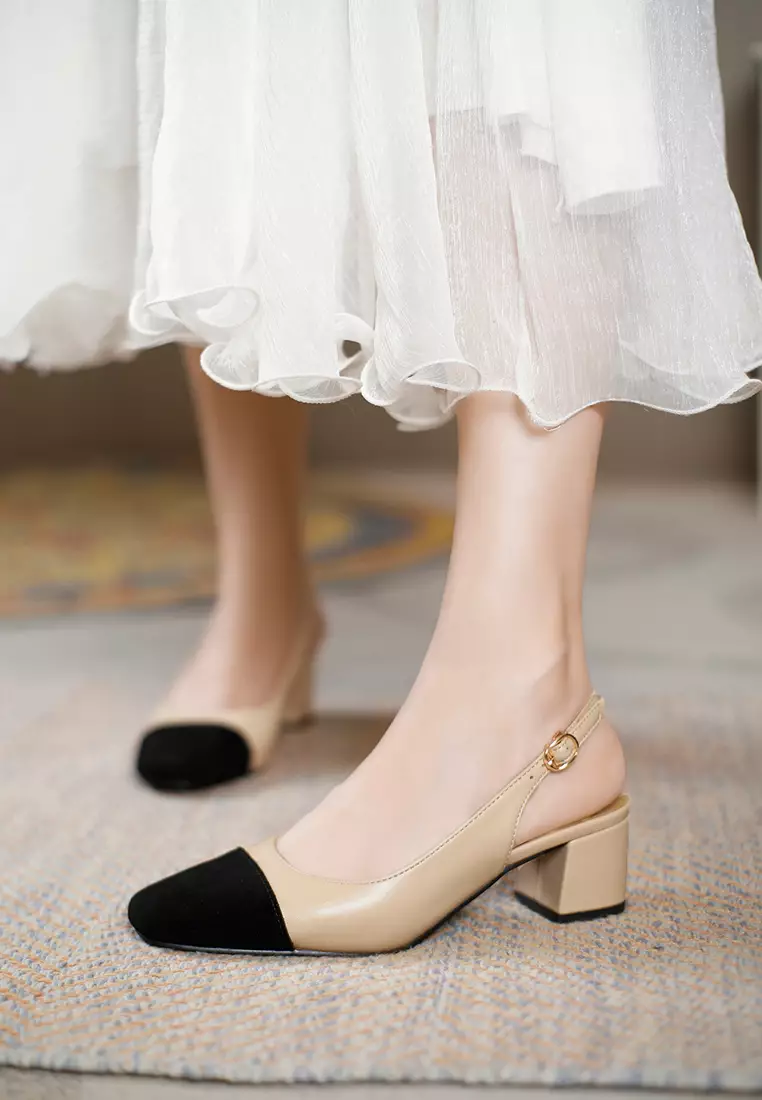 5CM Color Matching Synthetic Leather Slingback Heel TE215-10
