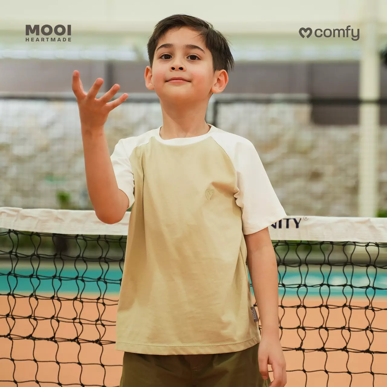 Mooi Kaos Anak Laki-Laki Comfy Reglan T-Shirt - Light Grey