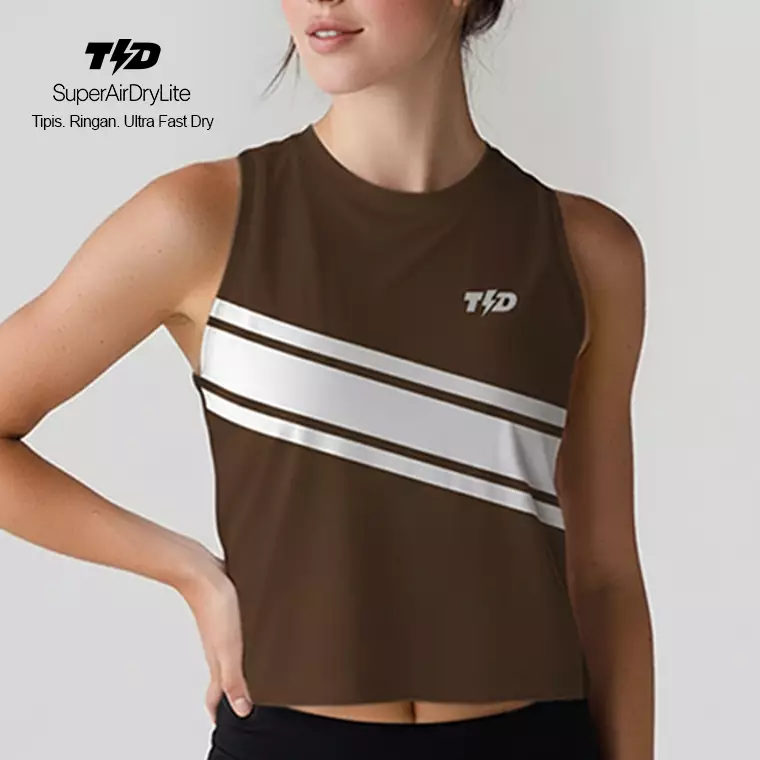 TDACTIVE Crop Tank Lari Padel Running Superairdrylite "dark chocolate" 3lines LSE82