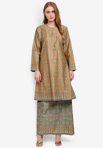 Buy Butik Sireh Pinang Baju Kurung Pahang Hawa Cotton Satin Songket Print Online On Zalora Singapore