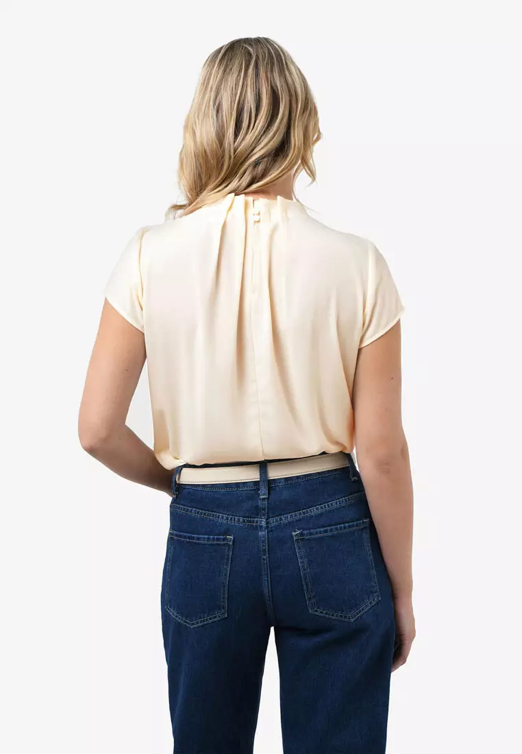 Olivia Pleated High Neck Top