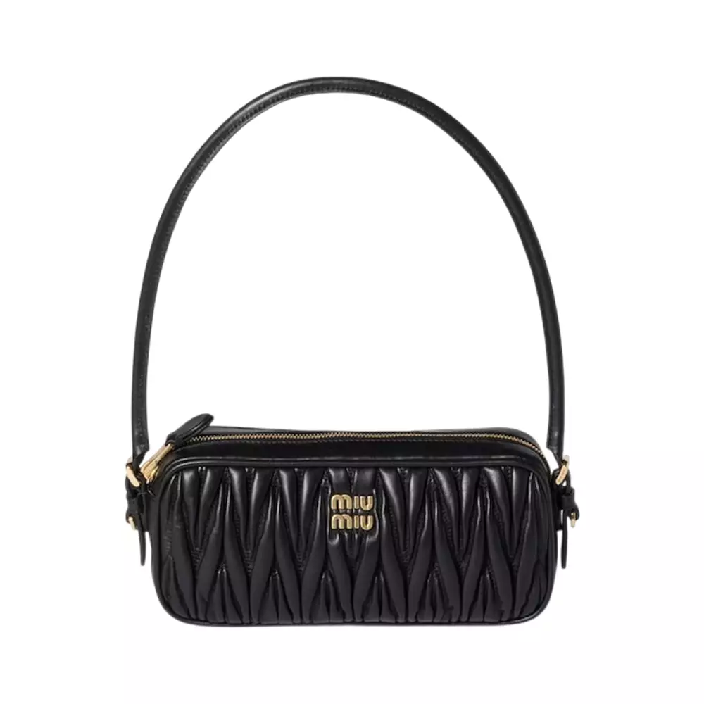 Jual MIU MIU Matelassé Nappa Zip Leather Pouch Black Original 2025