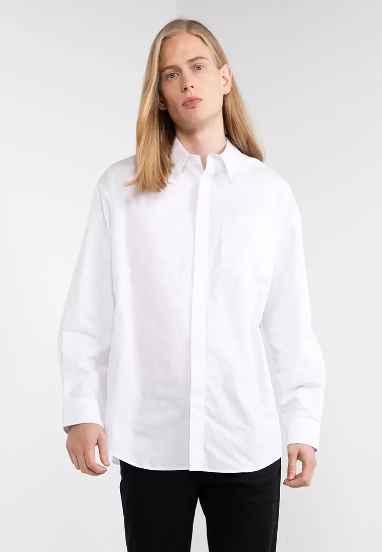 Calvin klein white long sleeve sale