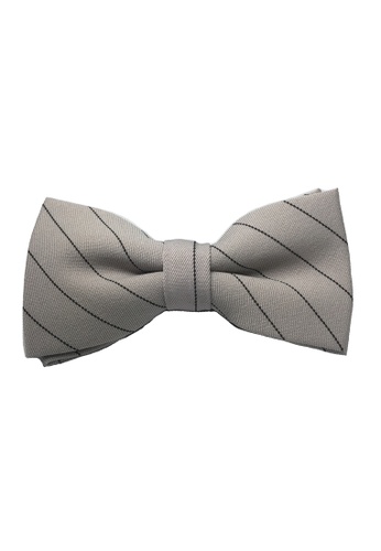 Splice Cufflinks grey Bars Series Black Stripes Greyish Beige Cotton Pre-Tied Bow Tie SP744AC28TZVSG_1