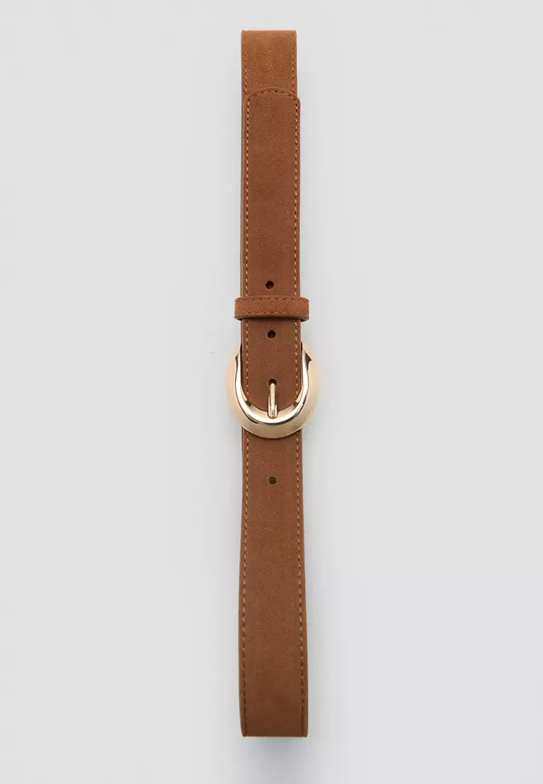 Leather Belt With Oval Buckle