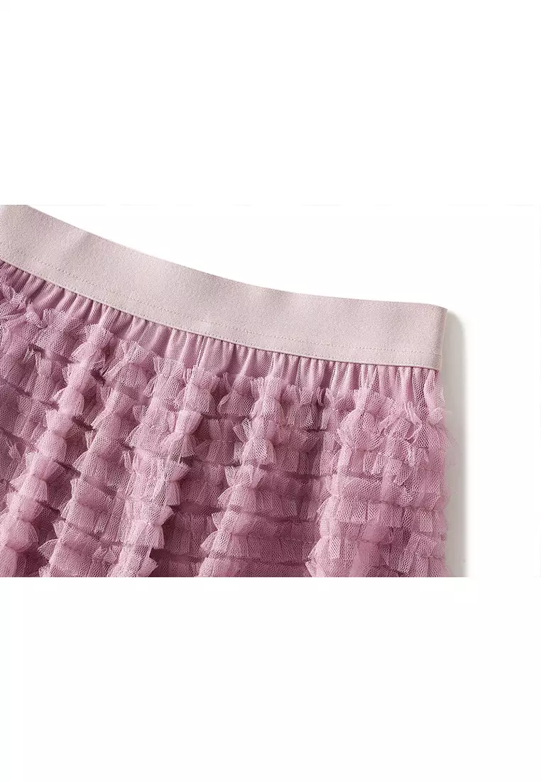 Spring/Summer Pleated Mesh Tiered Skirt AF2210